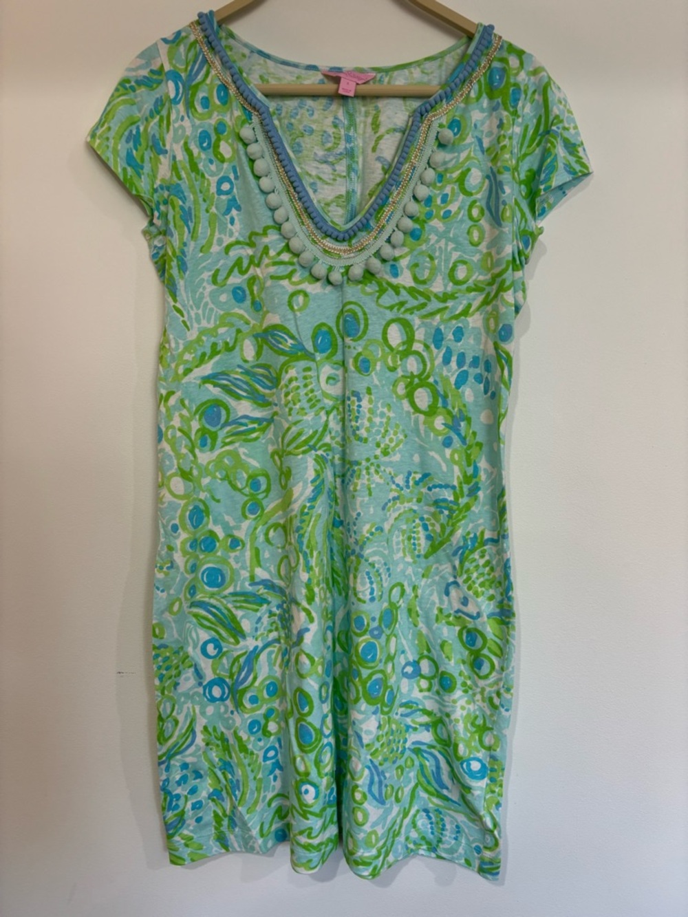 Lilly Pulitzer Harper Dress Size Small Blue & Lime Green Summer Vacation Dress